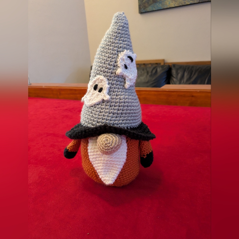 Handmade Halloween Gnome with Ghost Hat